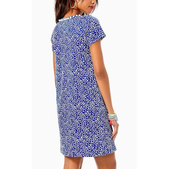 LILLY PULITZER Etta Pompom Shift Dress Corsica Print Blue Size Medium $98 MSRP - Picture 6 of 10